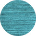 Round Abstract Light Blue Contemporary Rug, con1715lblu