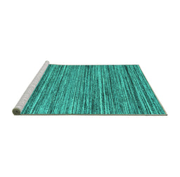 Sideview of Machine Washable Abstract Turquoise Contemporary Area Rugs, wshcon1715turq