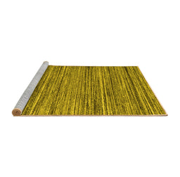 Sideview of Machine Washable Abstract Yellow Contemporary Rug, wshcon1715yw