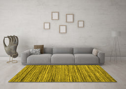 Machine Washable Abstract Yellow Contemporary Rug in a Living Room, wshcon1715yw