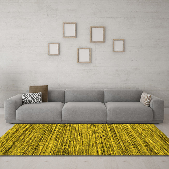 Machine Washable Abstract Yellow Contemporary Rug in a Living Room, wshcon1715yw