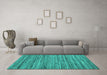 Machine Washable Abstract Turquoise Contemporary Area Rugs in a Living Room,, wshcon1715turq