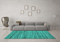 Machine Washable Abstract Turquoise Contemporary Rug, wshcon1715turq