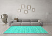 Machine Washable Abstract Turquoise Contemporary Area Rugs in a Living Room,, wshcon1716turq