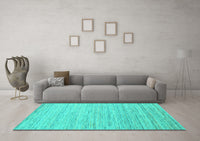 Machine Washable Abstract Turquoise Contemporary Rug, wshcon1716turq