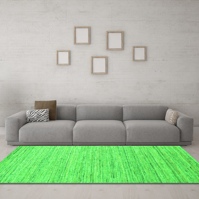 Machine Washable Abstract Green Contemporary Area Rugs in a Living Room,, wshcon1716grn