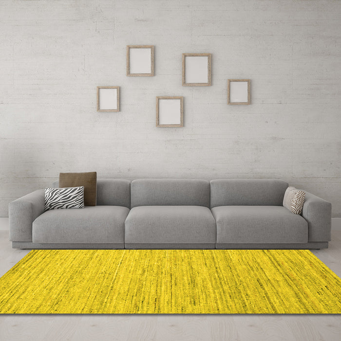 Machine Washable Abstract Yellow Contemporary Rug in a Living Room, wshcon1716yw