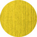 Round Machine Washable Abstract Yellow Contemporary Rug, wshcon1716yw