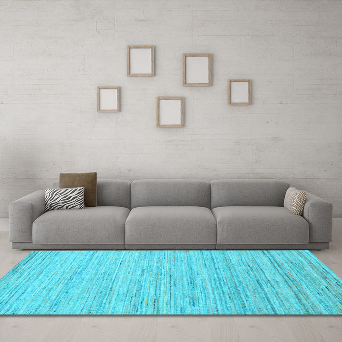 Machine Washable Abstract Light Blue Contemporary Rug in a Living Room, wshcon1716lblu