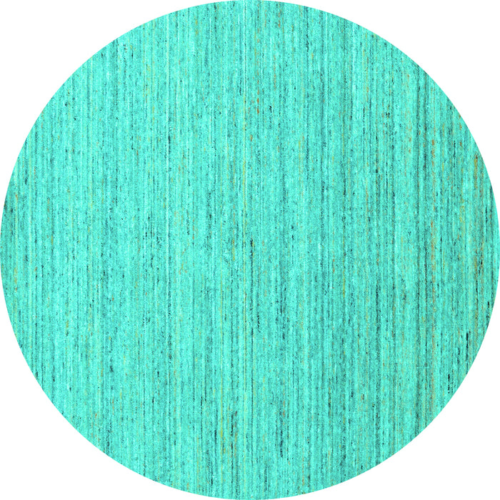 Round Abstract Turquoise Contemporary Rug, con1716turq