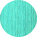 Round Abstract Turquoise Contemporary Rug, con1716turq