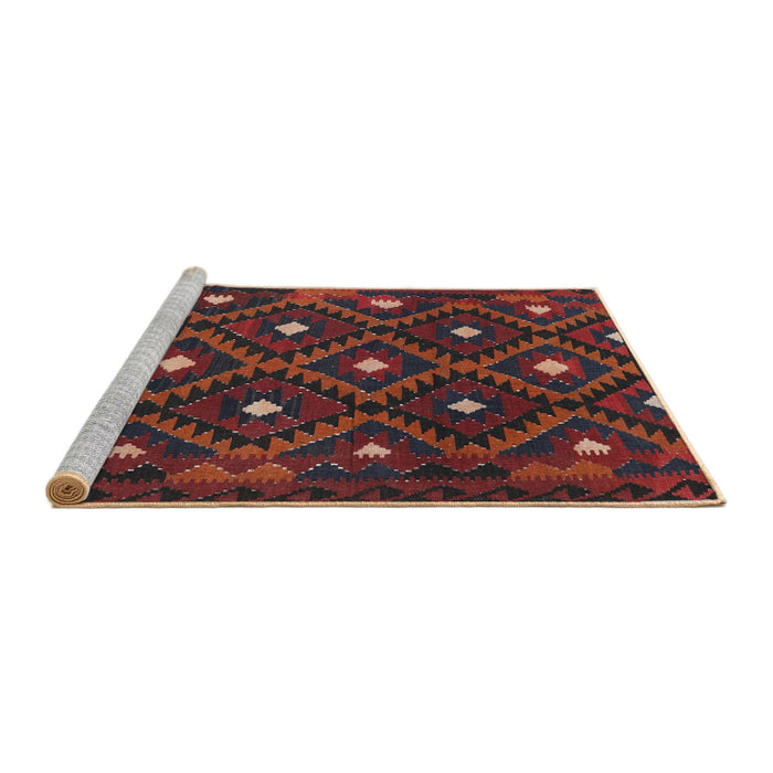 Serging Thickness of Machine Washable Contemporary Saffron Red Rug, wshcon1717