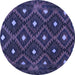 Round Machine Washable Oriental Blue Traditional Rug, wshcon1717blu