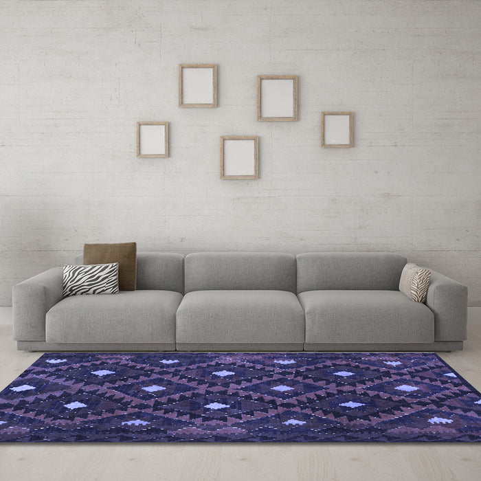 Machine Washable Oriental Blue Traditional Rug in a Living Room, wshcon1717blu