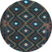 Round Oriental Light Blue Traditional Rug, con1717lblu