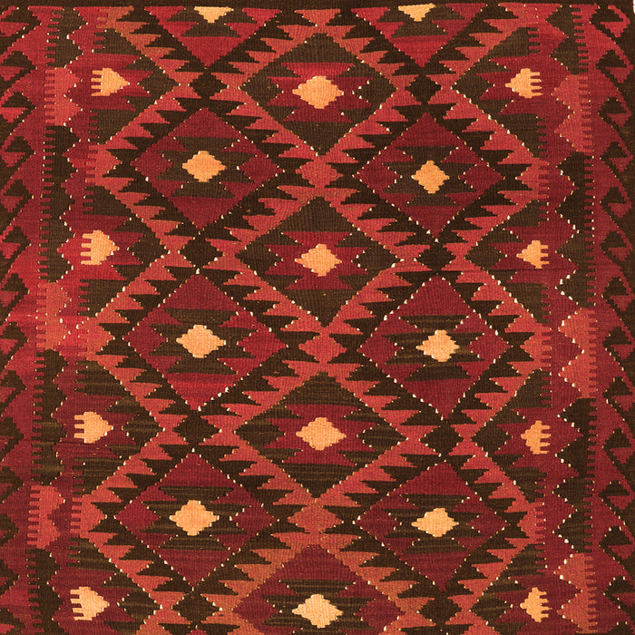 Round Machine Washable Oriental Orange Traditional Area Rugs, wshcon1717org