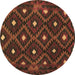 Round Machine Washable Oriental Brown Traditional Rug, wshcon1717brn