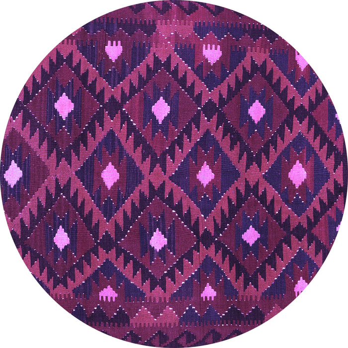 Round Machine Washable Oriental Purple Traditional Area Rugs, wshcon1717pur