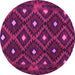 Round Machine Washable Oriental Pink Traditional Rug, wshcon1717pnk