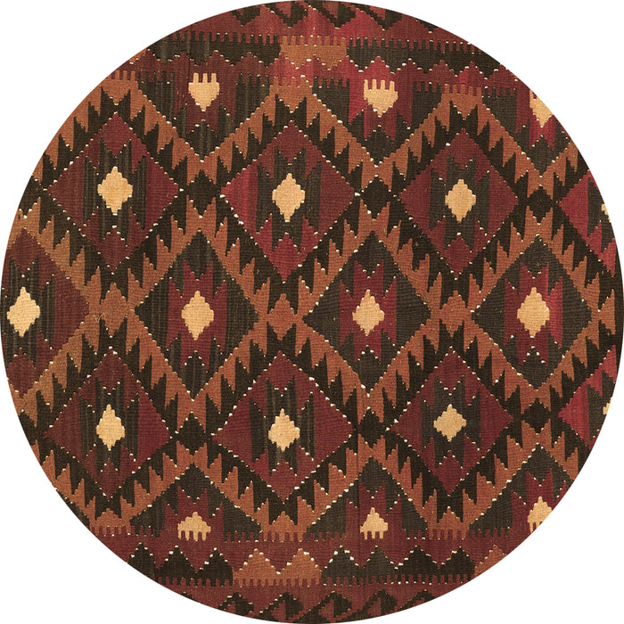 Round Oriental Brown Traditional Rug, con1717brn