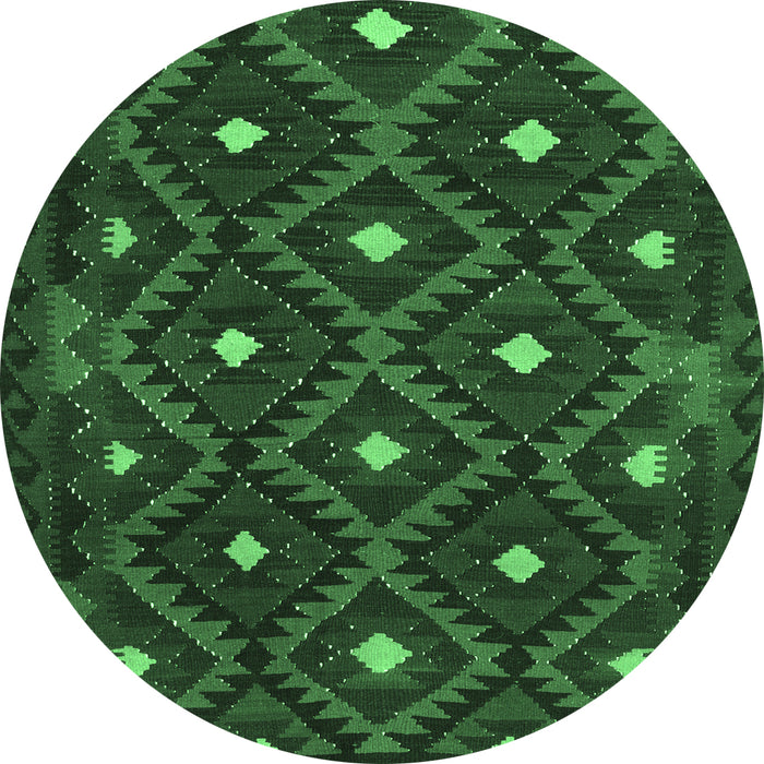 Round Oriental Emerald Green Traditional Rug, con1717emgrn