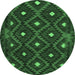 Round Oriental Emerald Green Traditional Rug, con1717emgrn