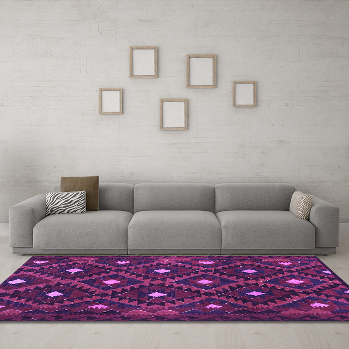 Machine Washable Oriental Purple Traditional Area Rugs in a Living Room, wshcon1717pur