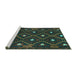 Sideview of Machine Washable Oriental Turquoise Traditional Area Rugs, wshcon1717turq