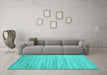 Machine Washable Abstract Turquoise Contemporary Area Rugs in a Living Room,, wshcon1718turq