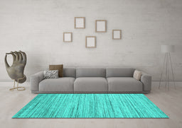Machine Washable Abstract Turquoise Contemporary Area Rugs in a Living Room,, wshcon1718turq