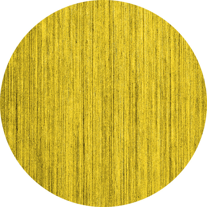 Round Machine Washable Abstract Yellow Contemporary Rug, wshcon1718yw