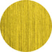 Round Machine Washable Abstract Yellow Contemporary Rug, wshcon1718yw