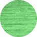 Round Abstract Emerald Green Contemporary Rug, con1718emgrn