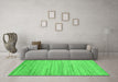 Machine Washable Abstract Green Contemporary Area Rugs in a Living Room,, wshcon1718grn