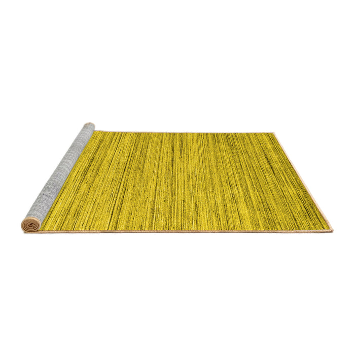 Sideview of Machine Washable Abstract Yellow Contemporary Rug, wshcon1718yw