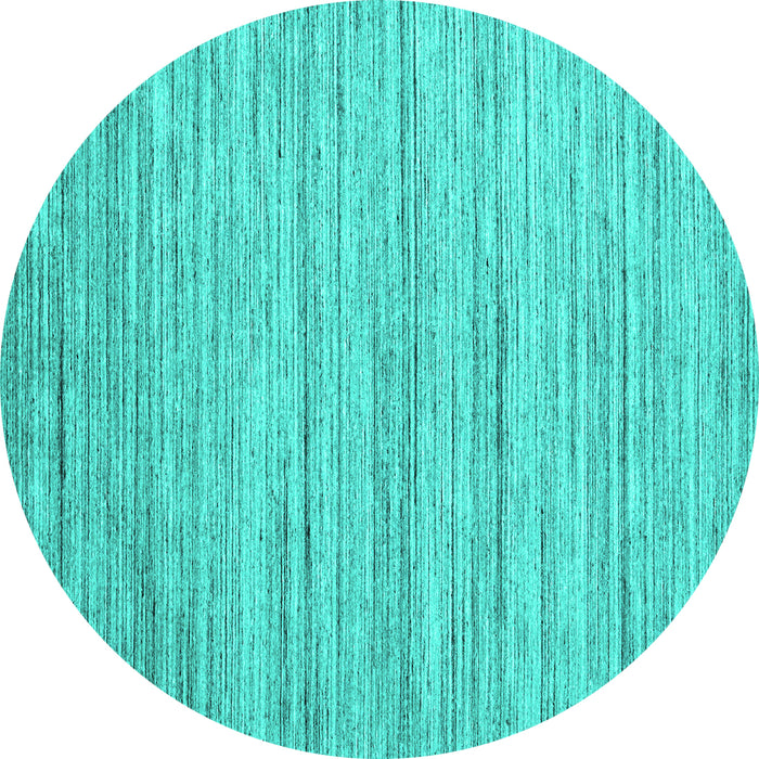 Round Machine Washable Abstract Turquoise Contemporary Area Rugs, wshcon1718turq