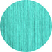 Round Machine Washable Abstract Turquoise Contemporary Area Rugs, wshcon1718turq