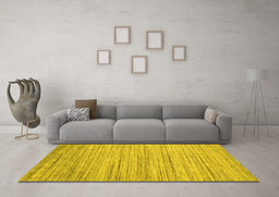 Machine Washable Abstract Yellow Contemporary Rug in a Living Room, wshcon1718yw