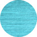 Round Abstract Light Blue Contemporary Rug, con1718lblu