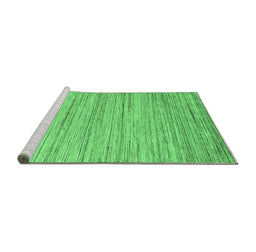 Sideview of Machine Washable Abstract Emerald Green Contemporary Area Rugs, wshcon1718emgrn