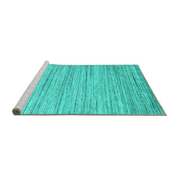 Sideview of Machine Washable Abstract Turquoise Contemporary Area Rugs, wshcon1718turq