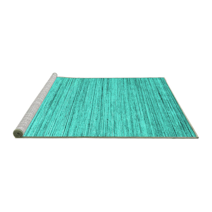 Sideview of Machine Washable Abstract Turquoise Contemporary Area Rugs, wshcon1718turq