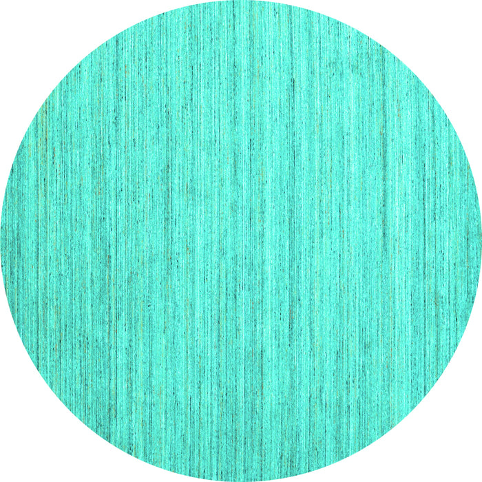 Round Machine Washable Abstract Turquoise Contemporary Area Rugs, wshcon1719turq
