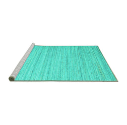 Sideview of Machine Washable Abstract Turquoise Contemporary Area Rugs, wshcon1719turq