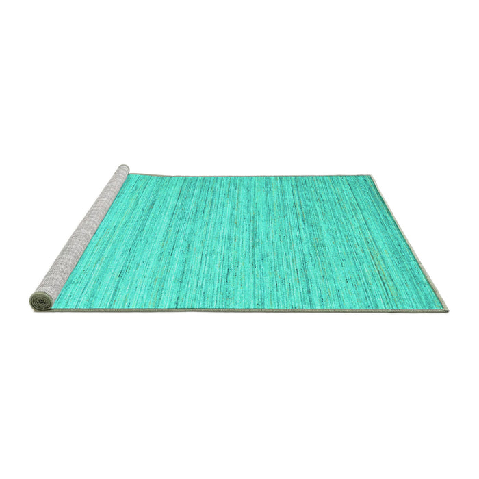 Sideview of Machine Washable Abstract Turquoise Contemporary Area Rugs, wshcon1719turq