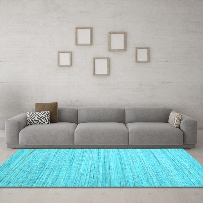 Machine Washable Abstract Light Blue Contemporary Rug in a Living Room, wshcon1719lblu