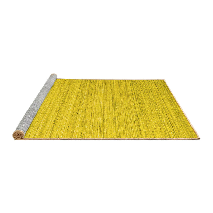 Sideview of Machine Washable Abstract Yellow Contemporary Rug, wshcon1719yw
