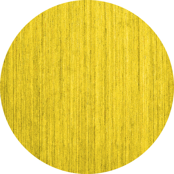 Round Abstract Yellow Contemporary Rug, con1719yw