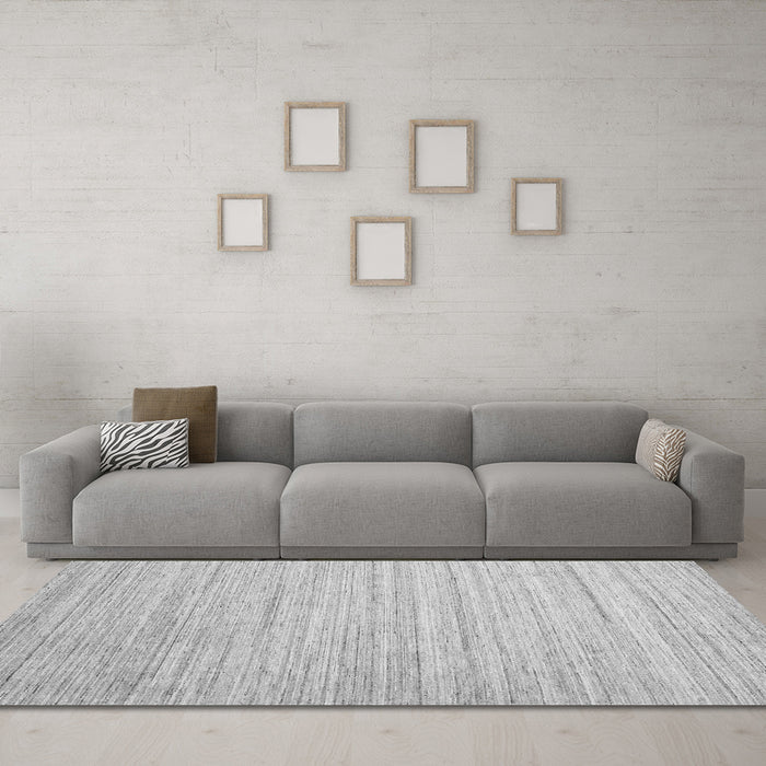 Machine Washable Abstract Gray Contemporary Rug in a Living Room,, wshcon1719gry