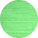 Round Abstract Emerald Green Contemporary Rug, con1719emgrn